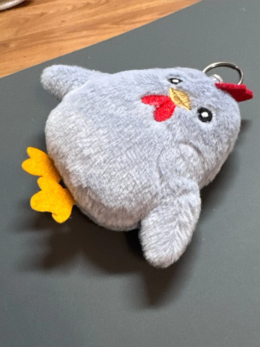 Handmade Gray Plush Chicken Keychain Bag Charm Cute Hen NIP